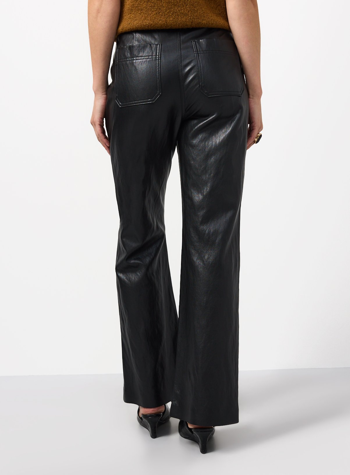 Black Flared Pu Patch Pocket Trousers 14 - Image 4 thumbnail