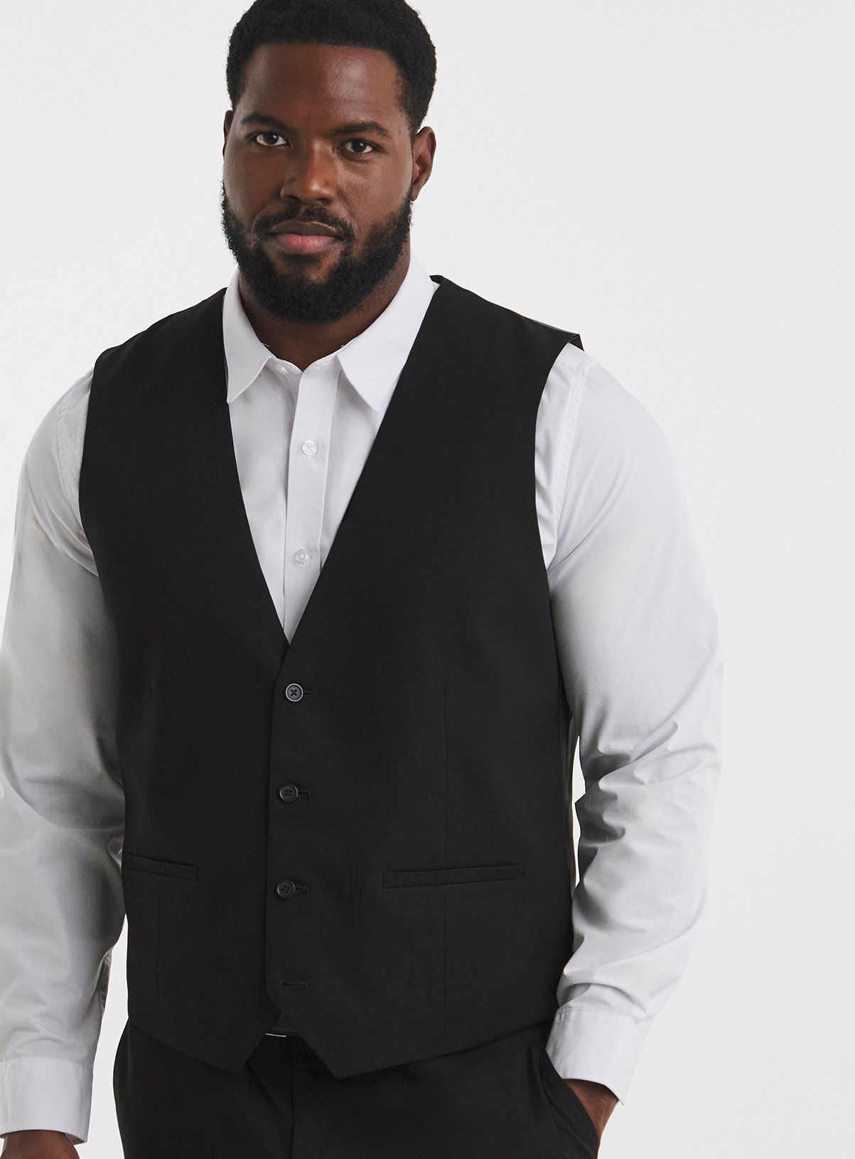 JACAMO James Regular Fit Stretch Waistcoat Black 42R - Image 1 thumbnail