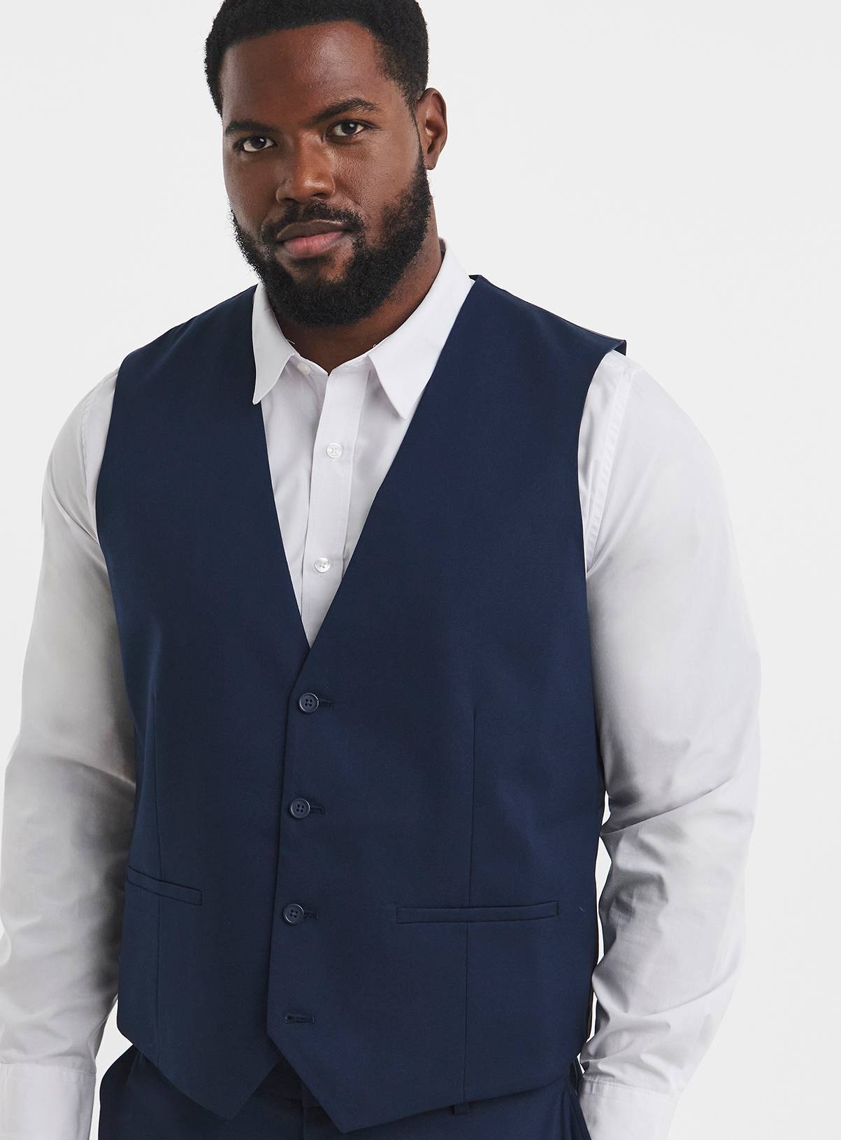 JACAMO James Regular Fit Stretch Waistcoat Navy 58R - Image 1