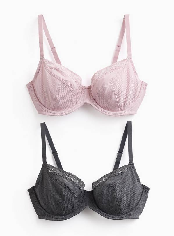 DD+ Rib Plunge T-Shirt Bras 2 Pack  40F