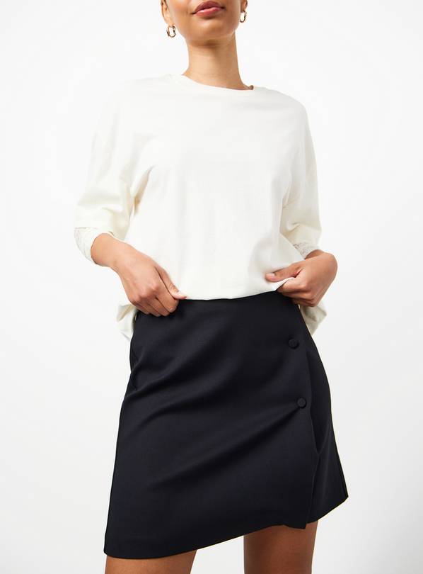 Black Wrap Front Mini Skirt 18