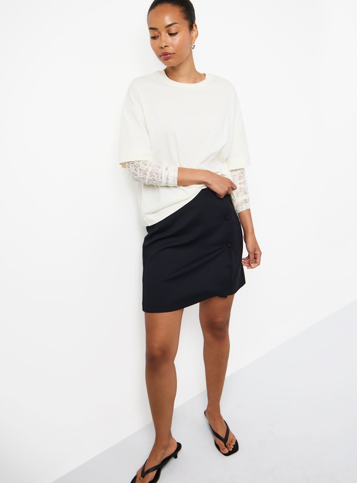 Black Wrap Front Mini Skirt 12 - Image 2 thumbnail
