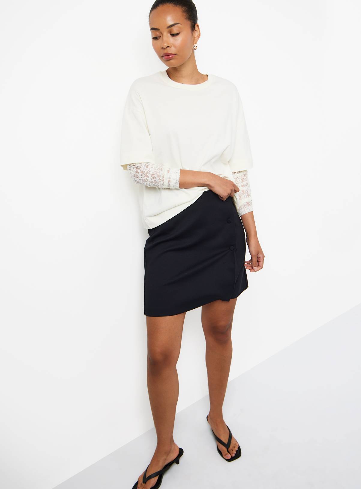 Black Wrap Front Mini Skirt 12 - Image 2