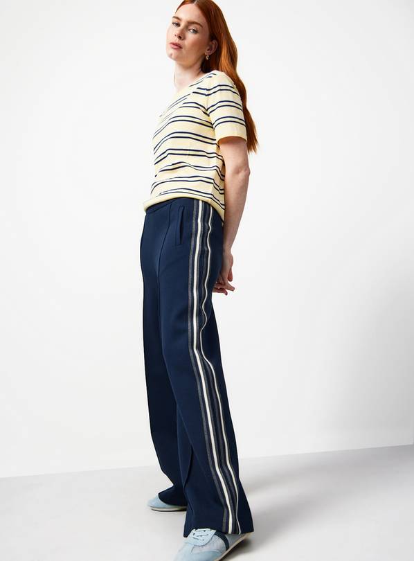 Navy Side Stripe Wide Leg Trousers 20