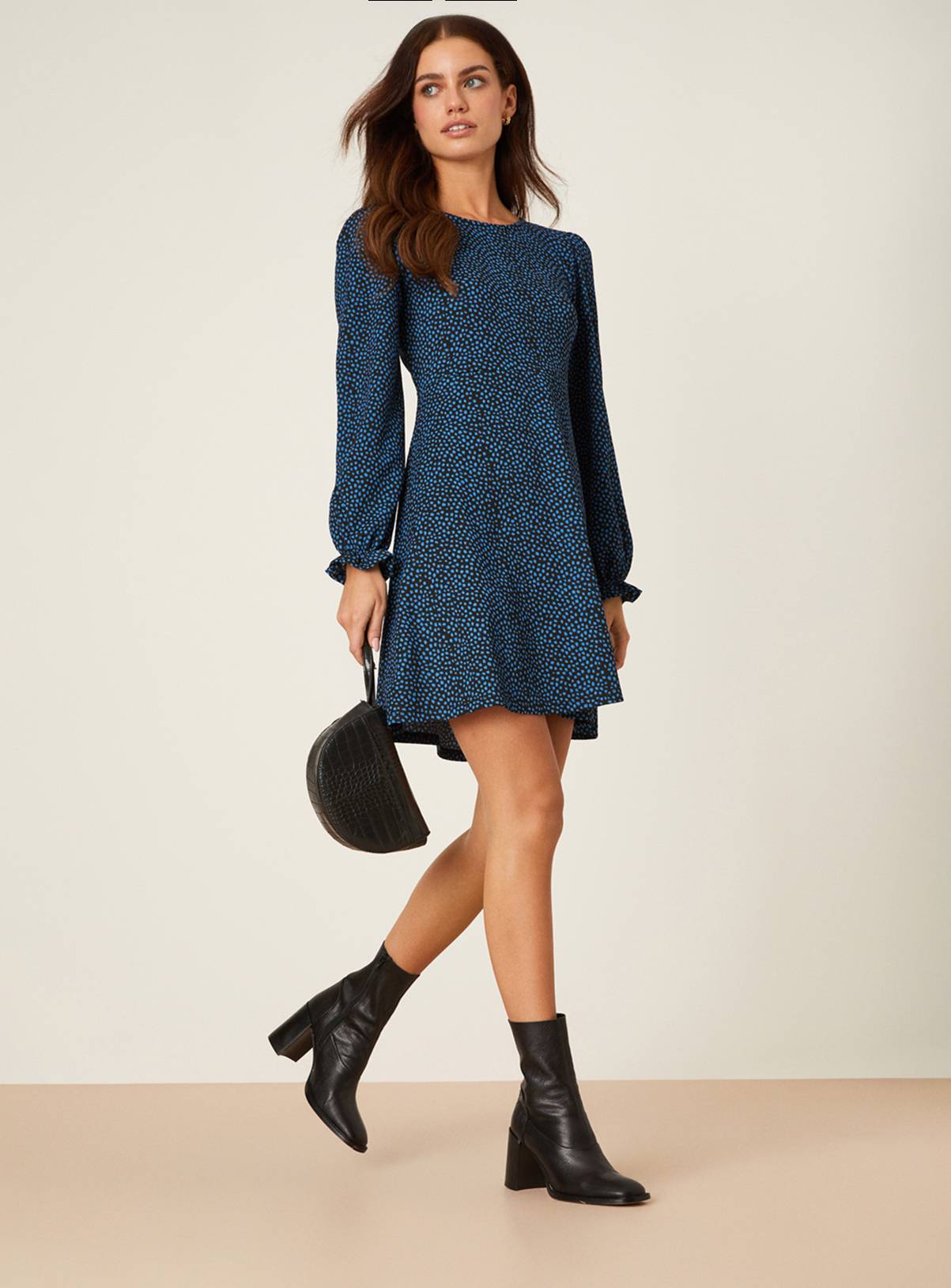DOROTHY PERKINS Petite Blue Spot Printed Mini Dress 14 - Image 2