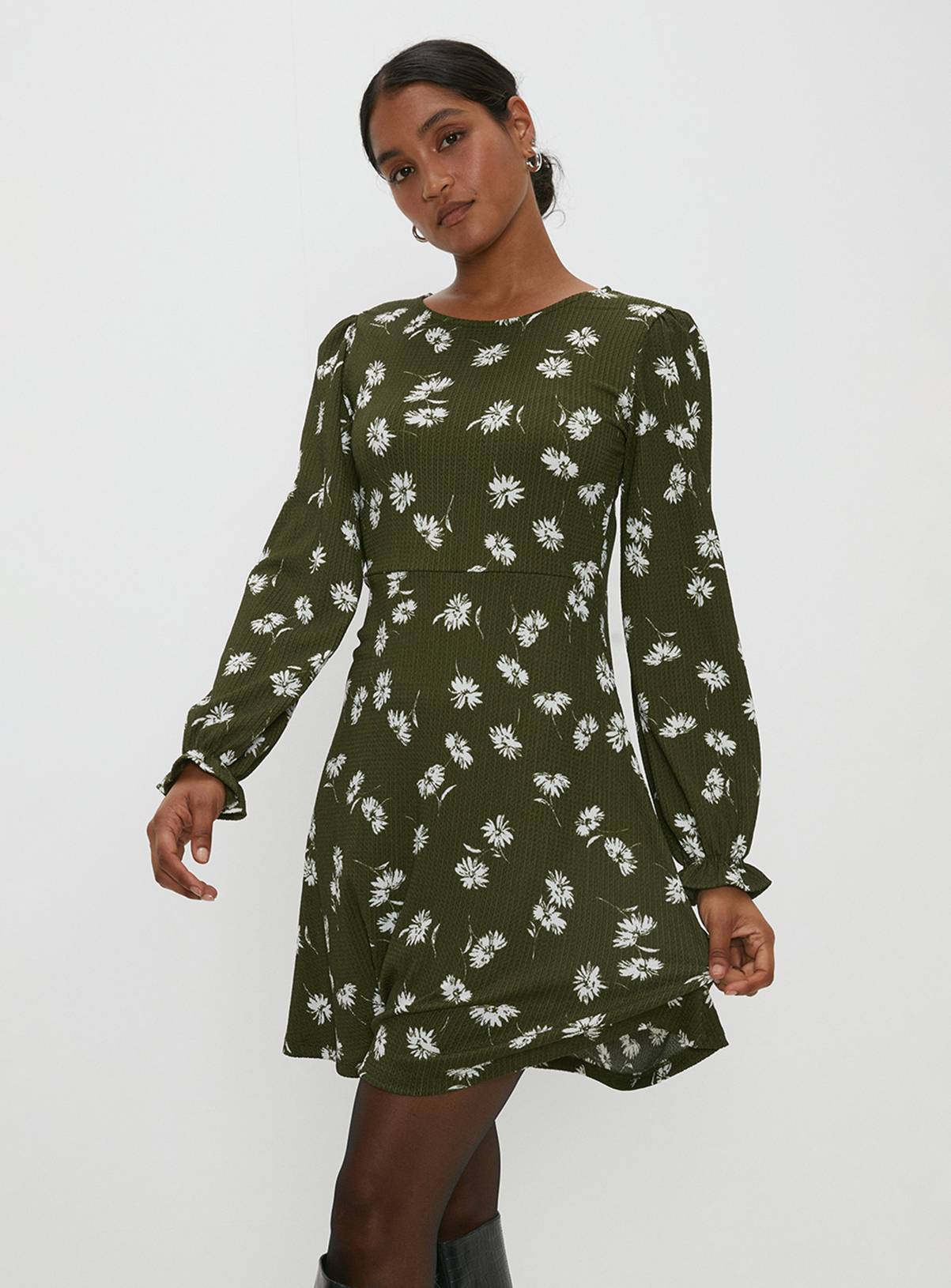 DOROTHY PERKINS Khaki Floral Mini Dress 18 - Image 1
