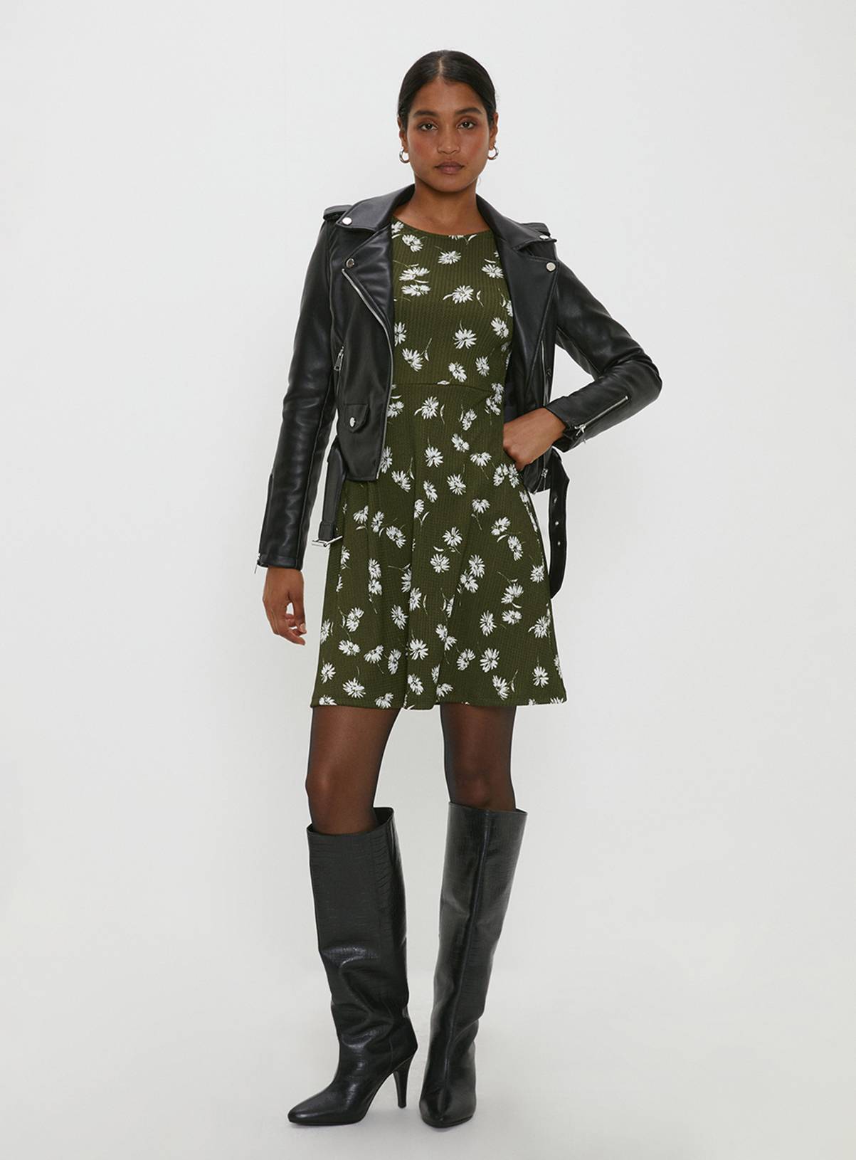 DOROTHY PERKINS Khaki Floral Mini Dress 18 - Image 2