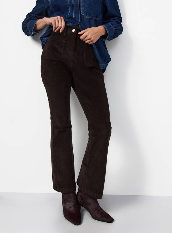 Brown Patch Pocket Flare Corduroy Trousers 22
