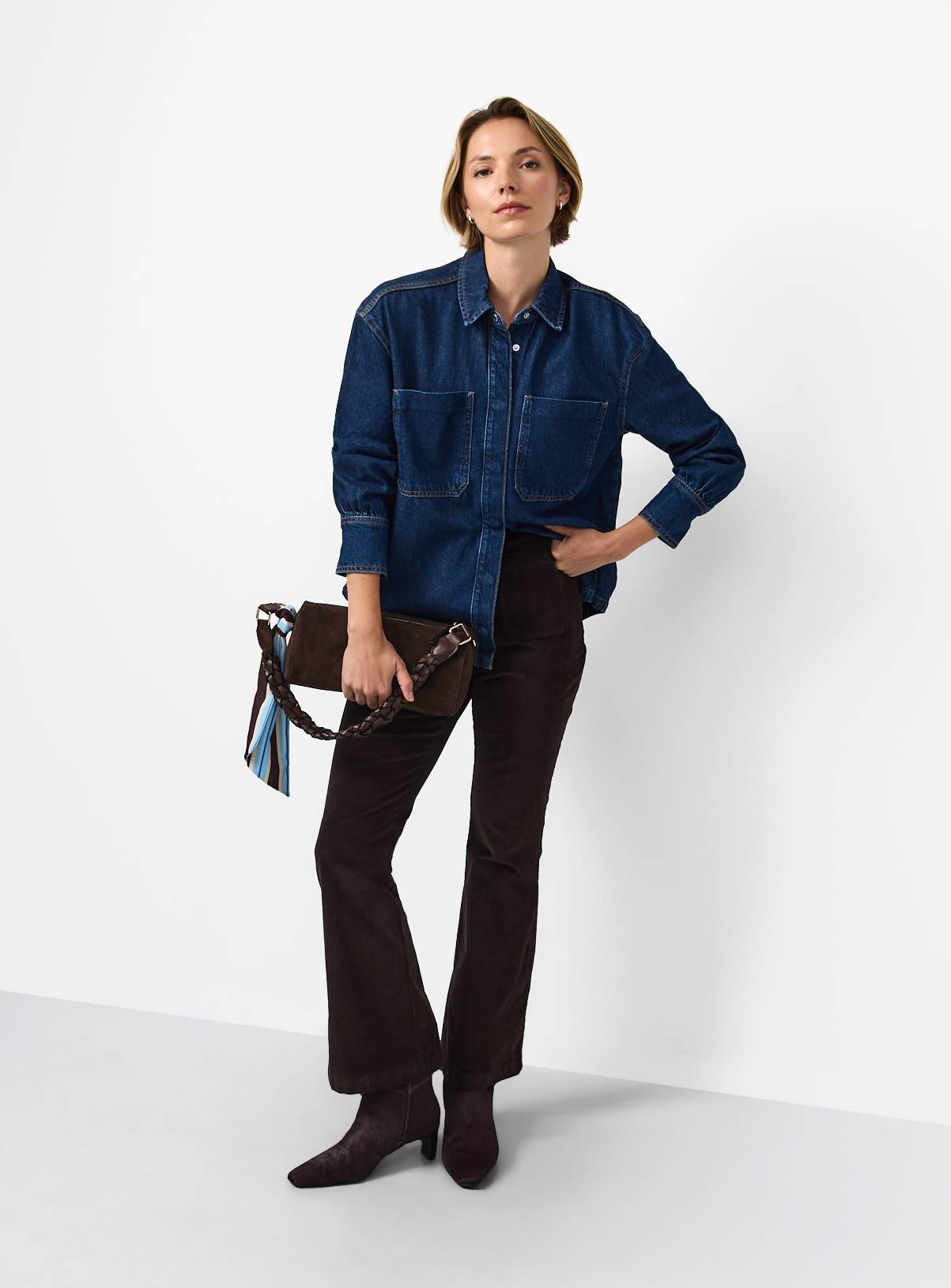 Brown Patch Pocket Flare Corduroy Trousers 10 - Image 3