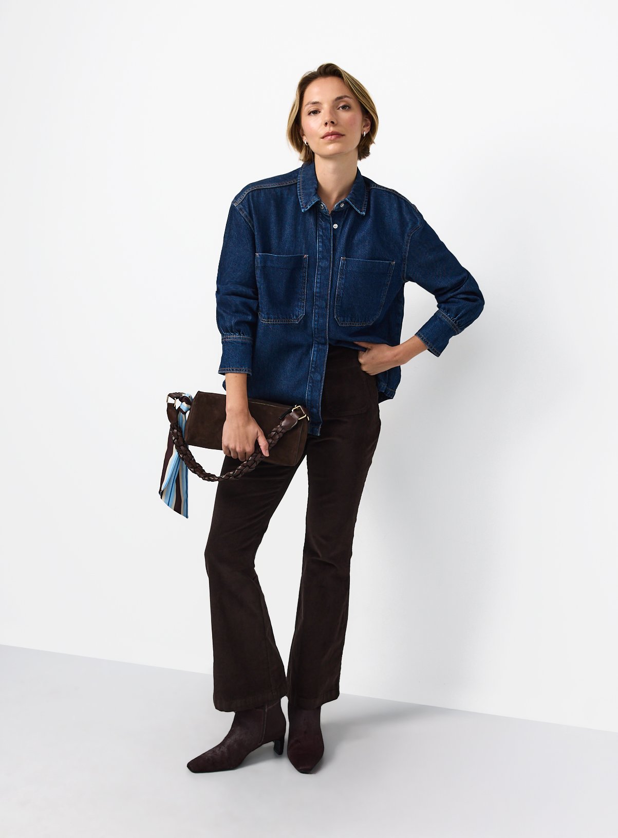 Brown Patch Pocket Flare Corduroy Trousers 14 - Image 3 thumbnail