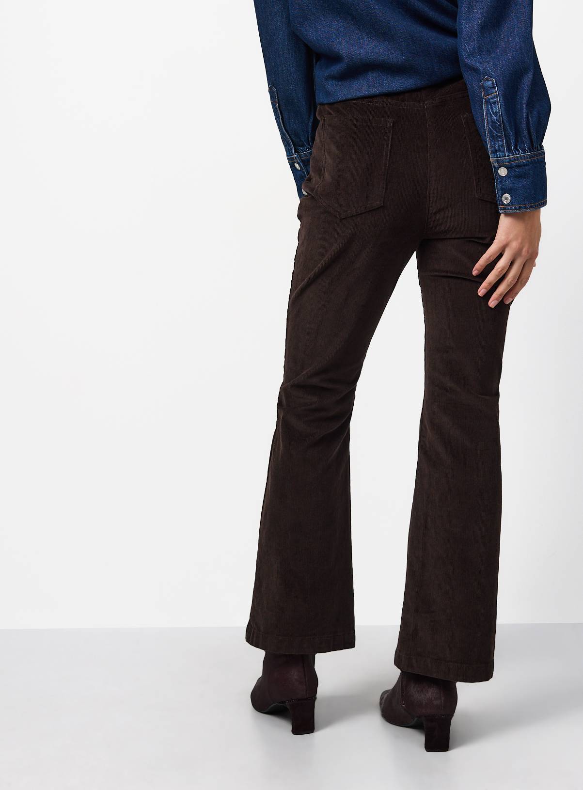 Brown Patch Pocket Flare Corduroy Trousers 14 - Image 4