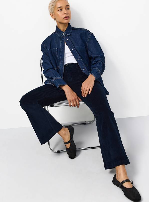 Navy Patch Pocket Flare Cord Trousers 20