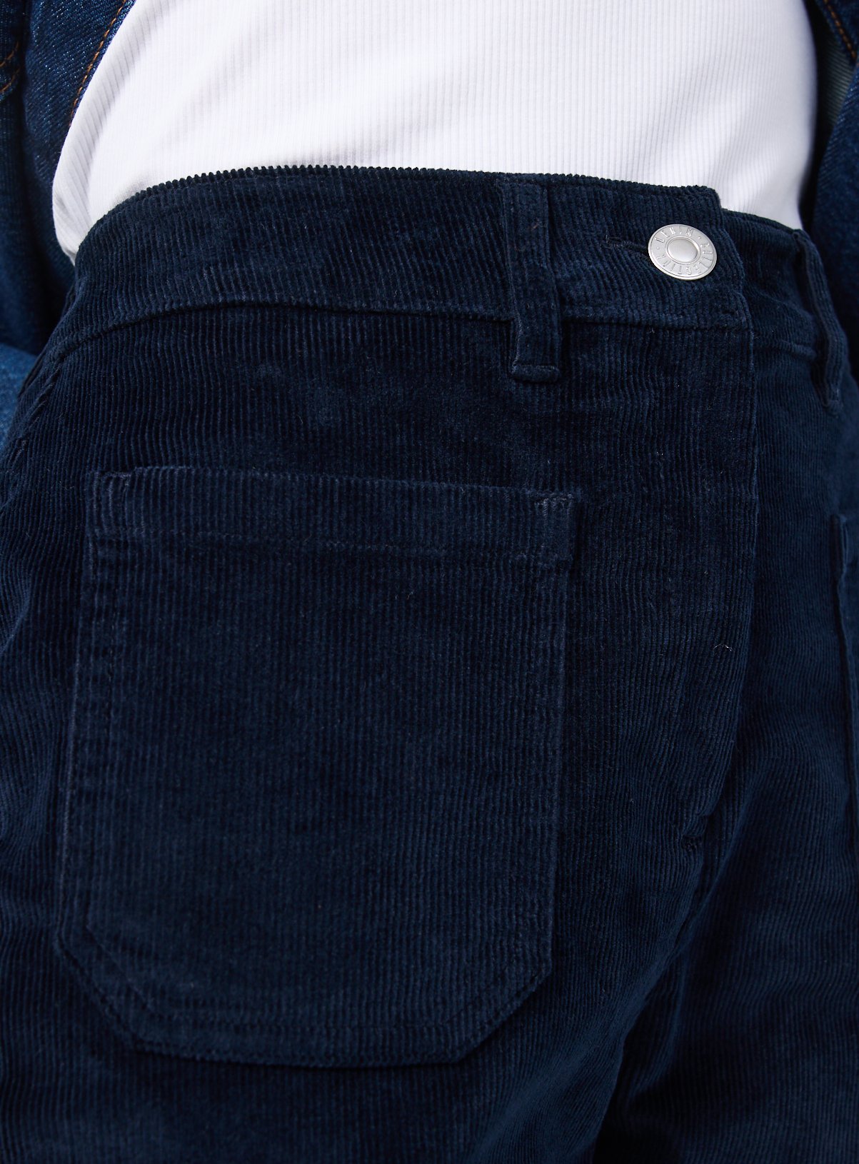 Navy Patch Pocket Flare Corduroy Trousers 22 - Image 3 thumbnail