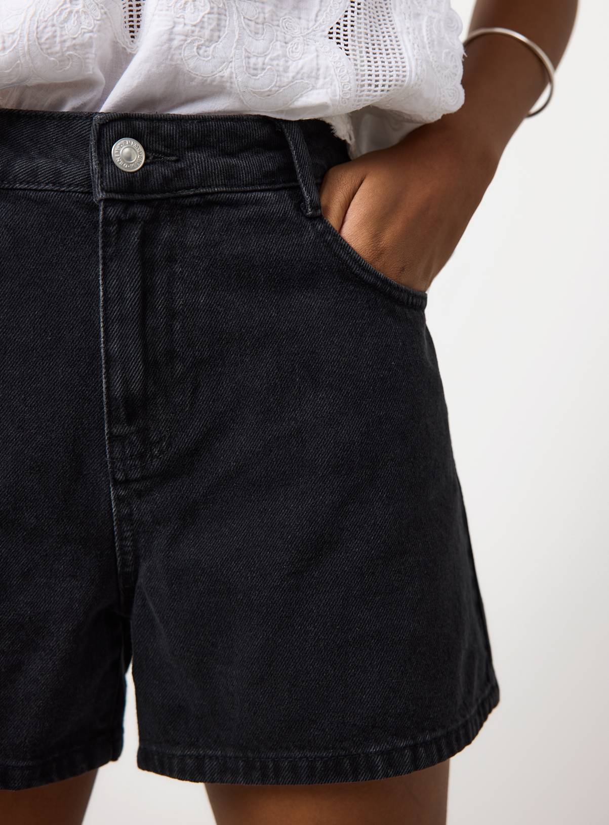 Black Washed Denim A Line Shorts 18 - Image 1