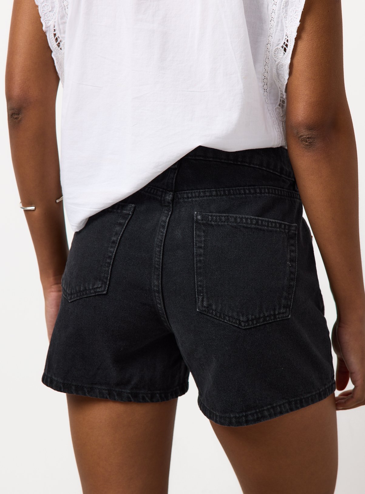 Black Washed Denim A Line Shorts 18 - Image 4 thumbnail