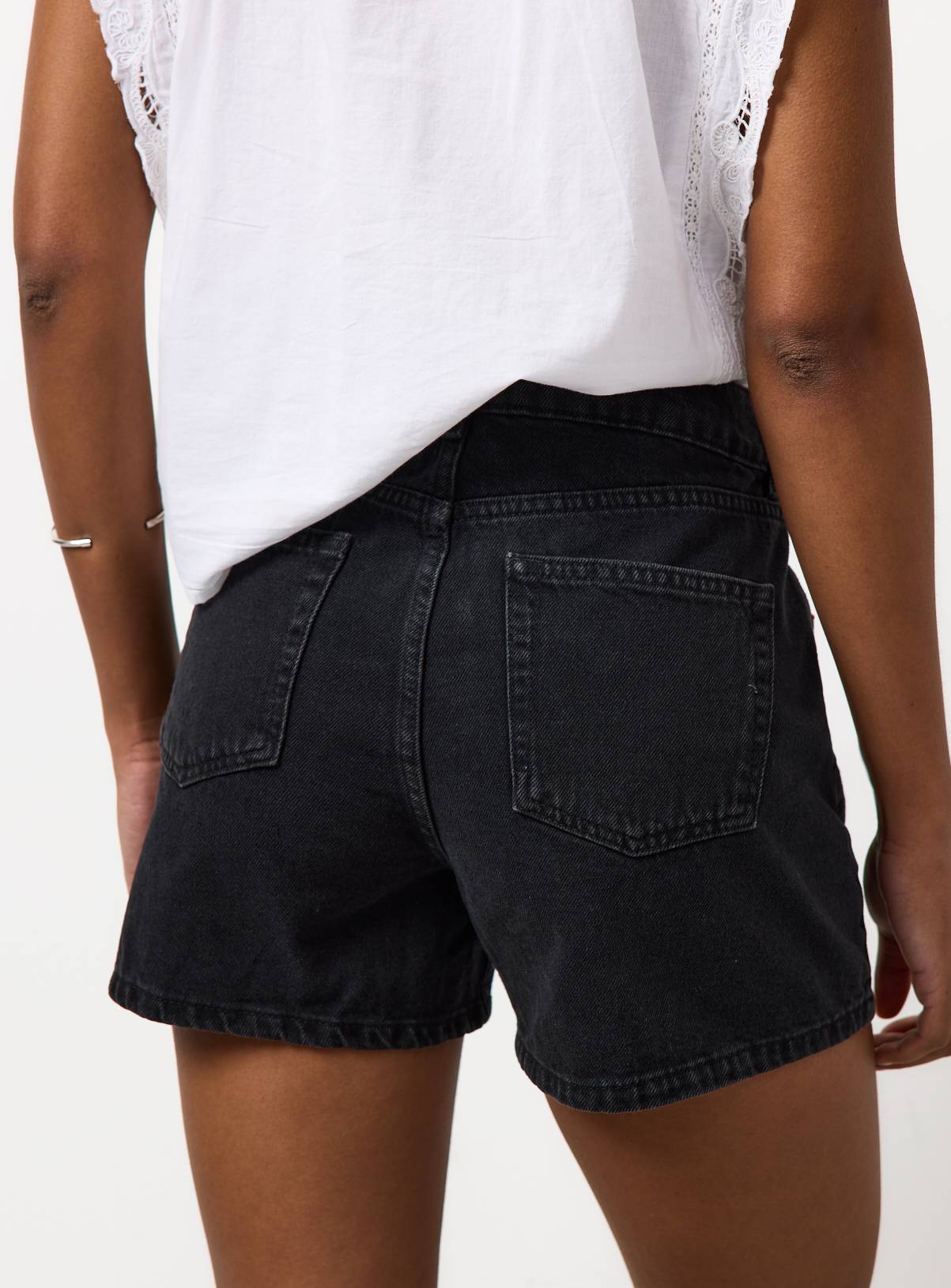 Black Washed Denim A Line Shorts 18 - Image 4