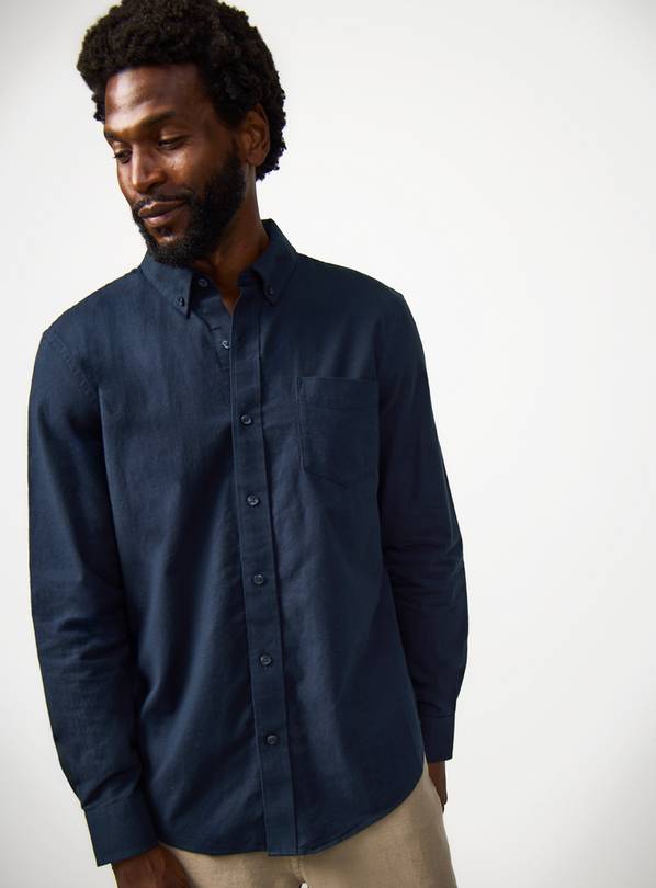 Navy Long Sleeve Oxford Shirt XXL