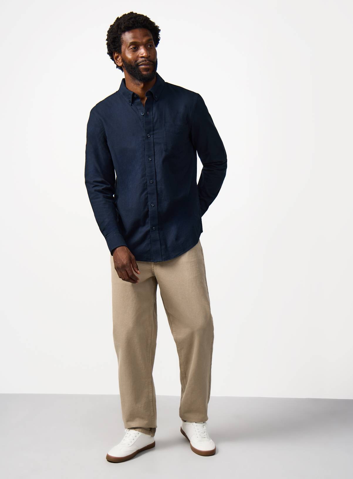 Navy Long Sleeve Oxford Shirt XXXL - Image 2