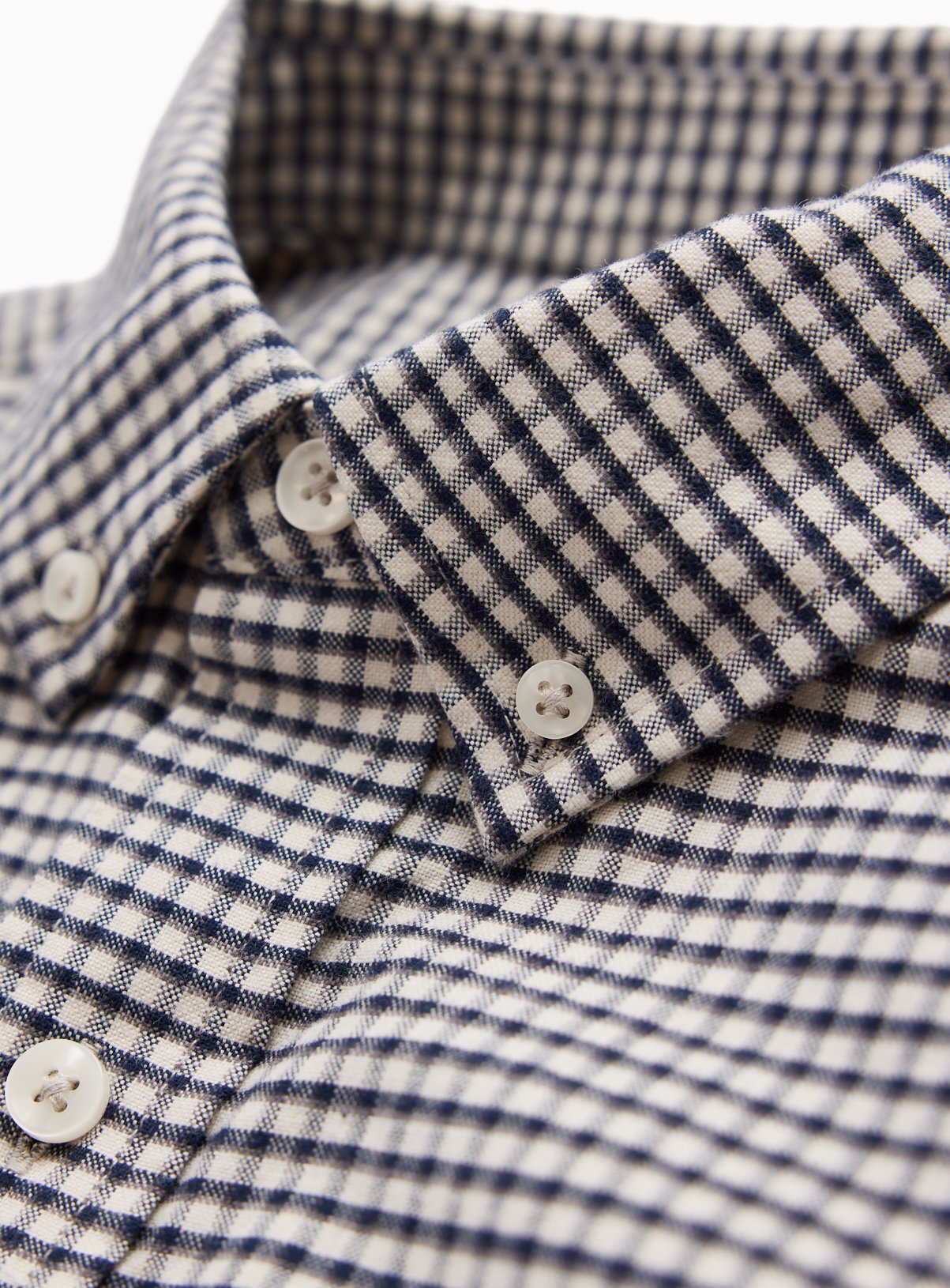 Navy Gingham Print Long Sleeve Oxford Shirt XL - Image 4 thumbnail