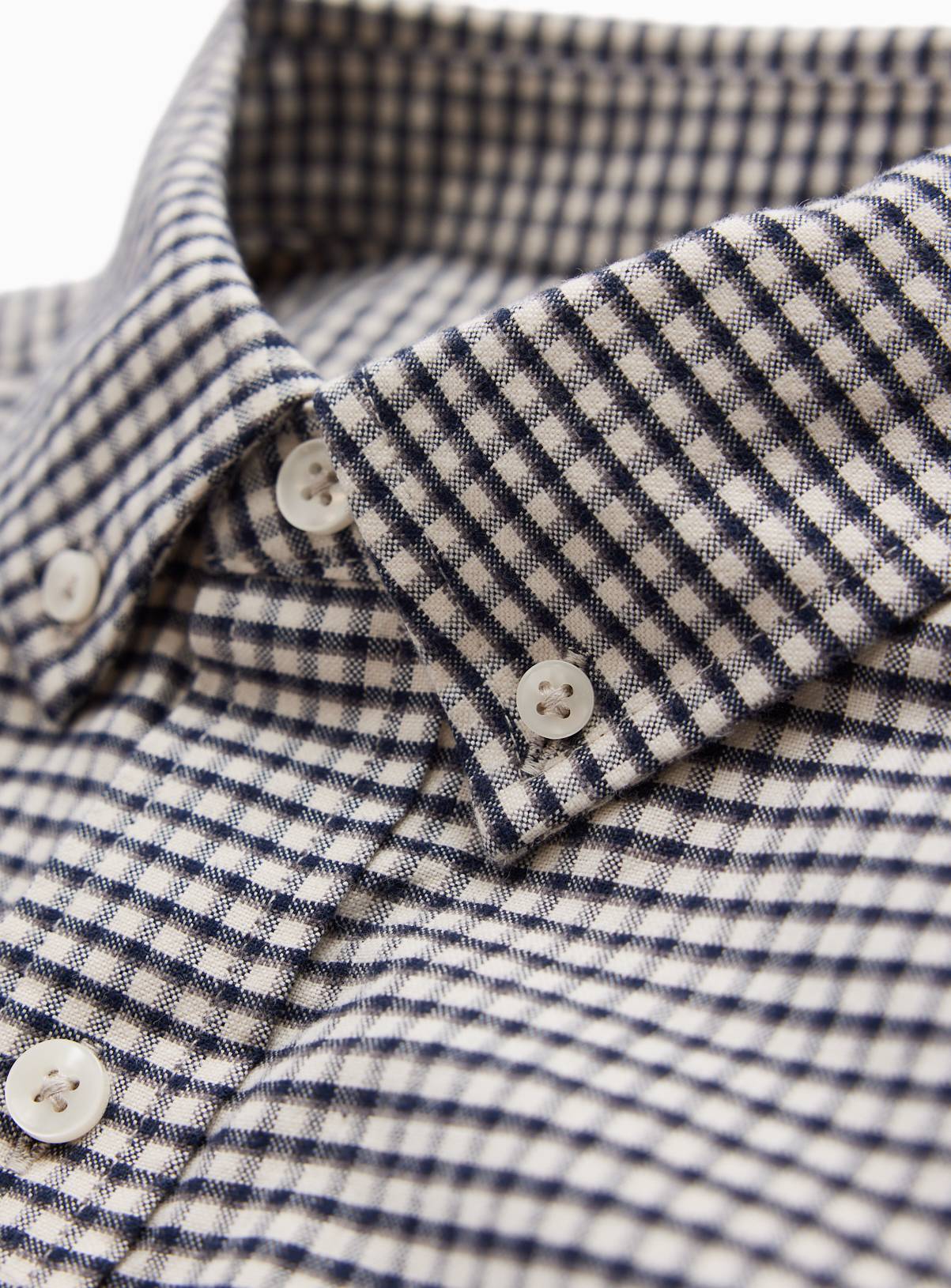Navy Gingham Print Long Sleeve Oxford Shirt XL - Image 4