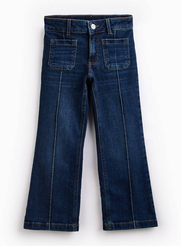 Blue Dark Wash Denim Pintuck Kickflare Jean 12 years