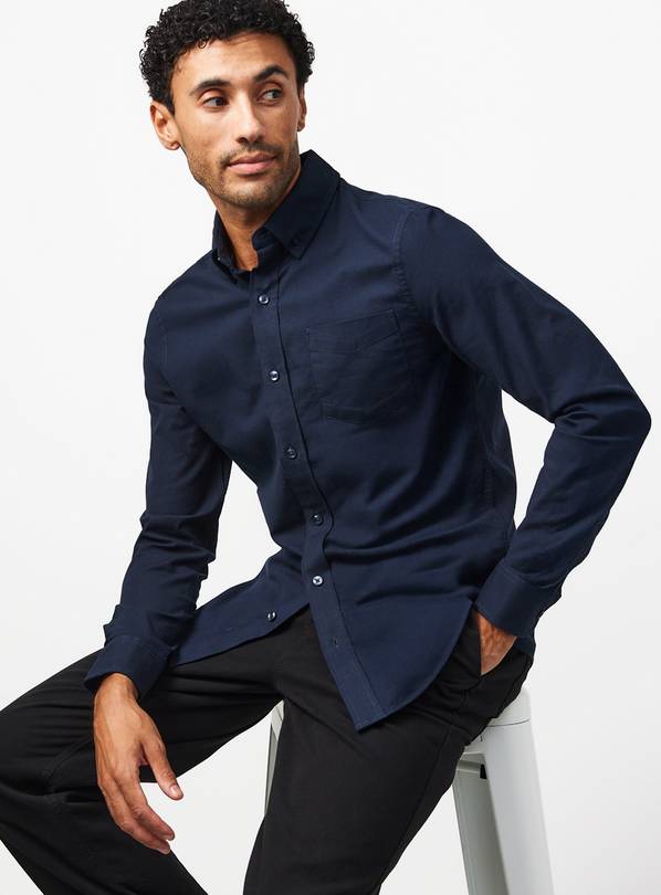 Navy Slim Fit Oxford Shirt M