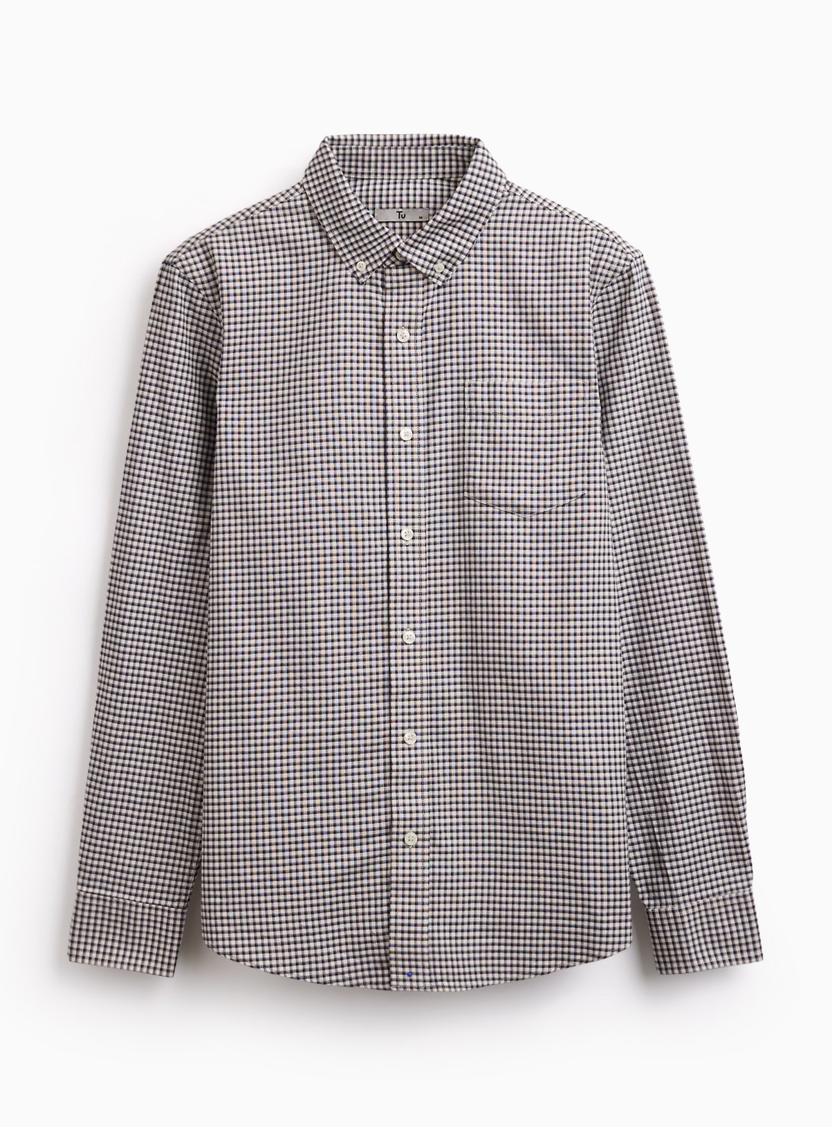 Navy Gingham Slim Fit Oxford Shirt XXXXL - Image 3 thumbnail