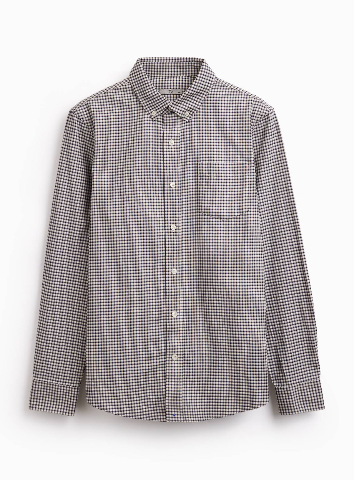 Navy Gingham Slim Fit Oxford Shirt XXXXL - Image 3