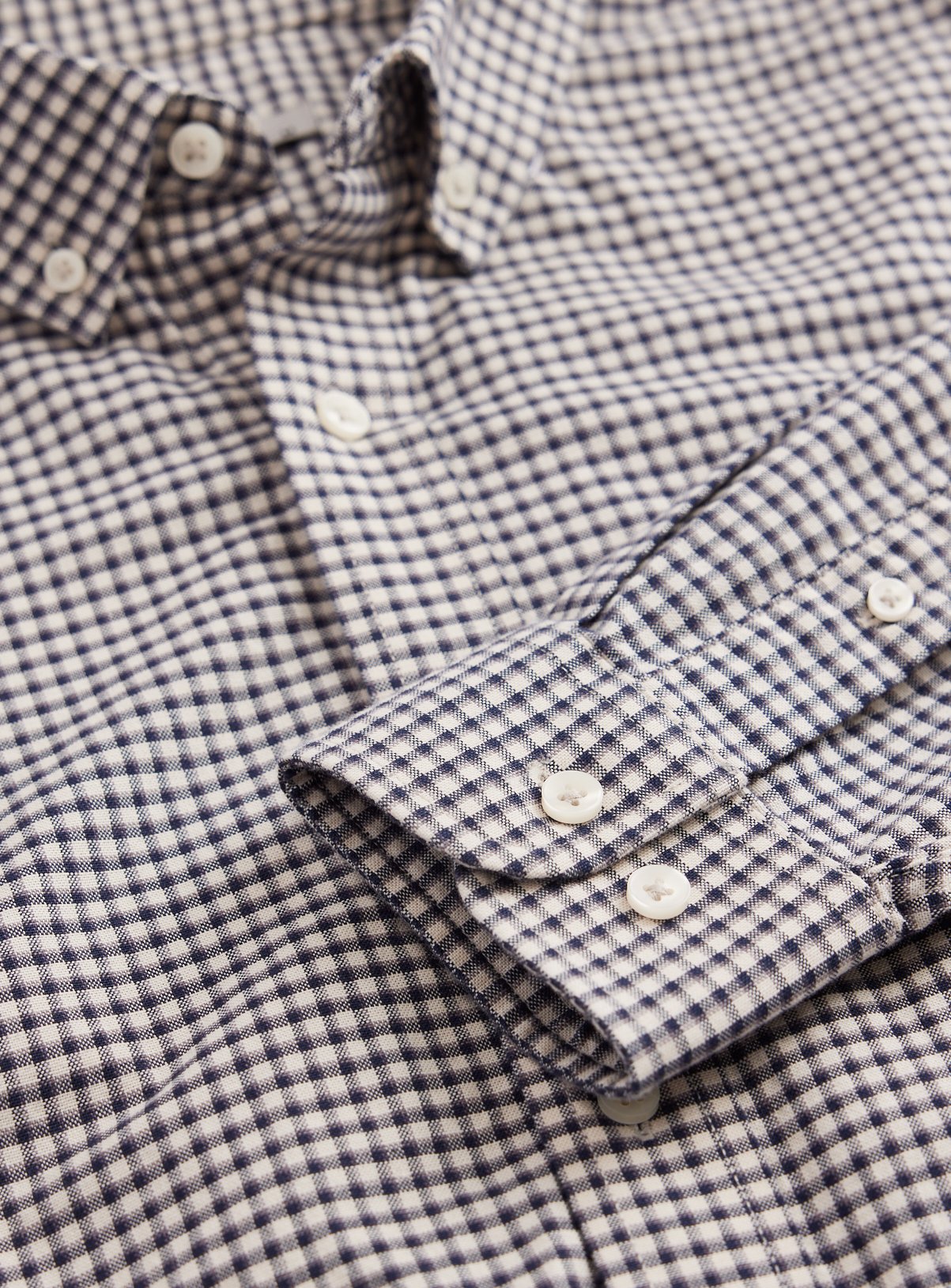 Navy Gingham Slim Fit Oxford Shirt XXXXL - Image 4 thumbnail