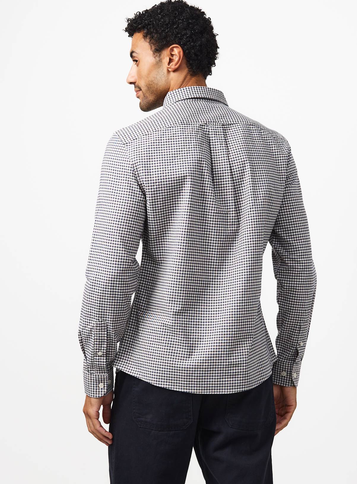 Navy Gingham Slim Fit Oxford Shirt XXXXL - Image 5