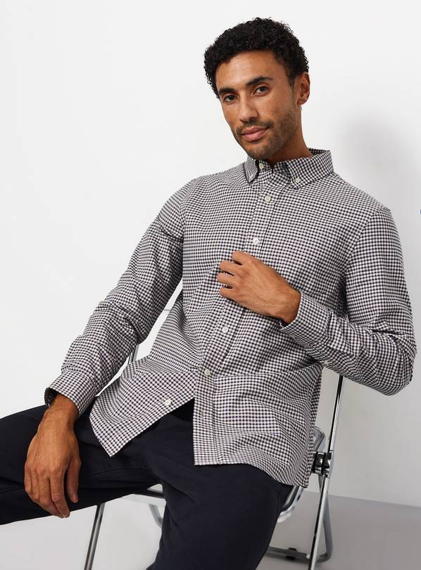 Navy Gingham Slim Fit Oxford Shirt XXL