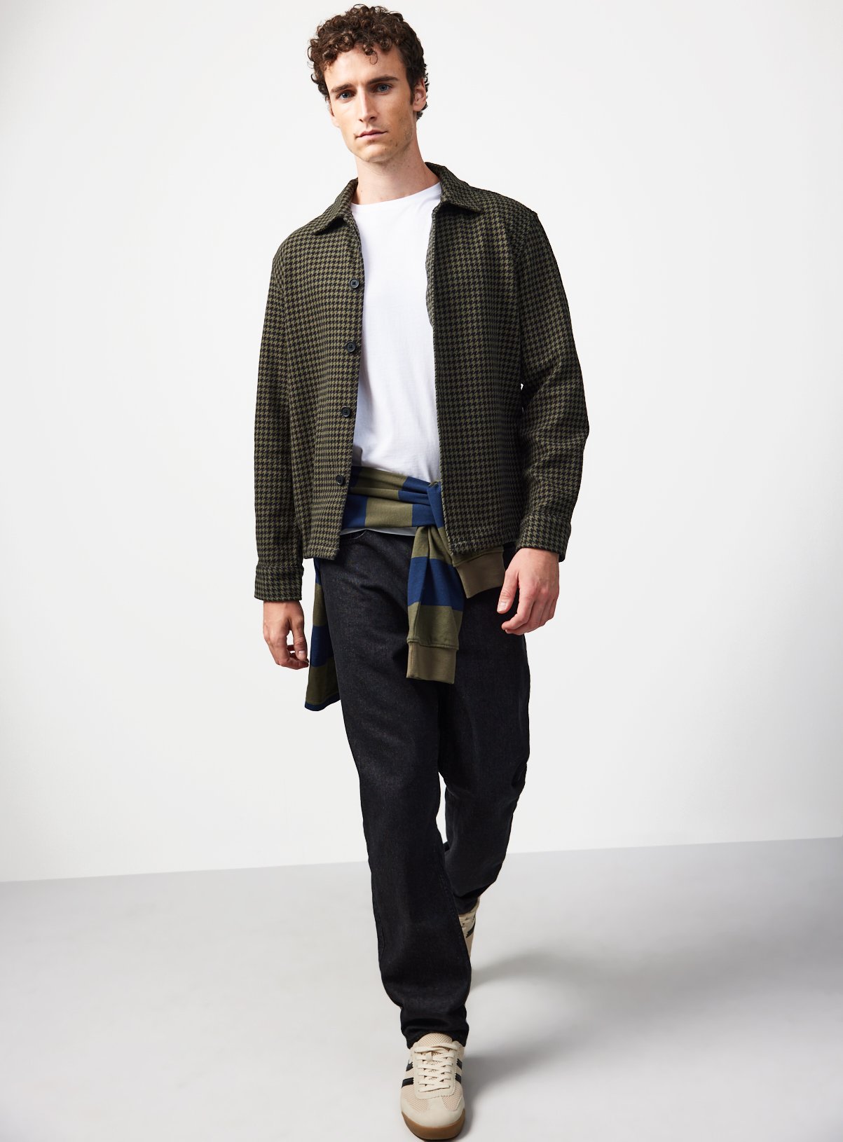 Khaki Dogtooth Cotton Smart Shirt XXXL - Image 2 thumbnail
