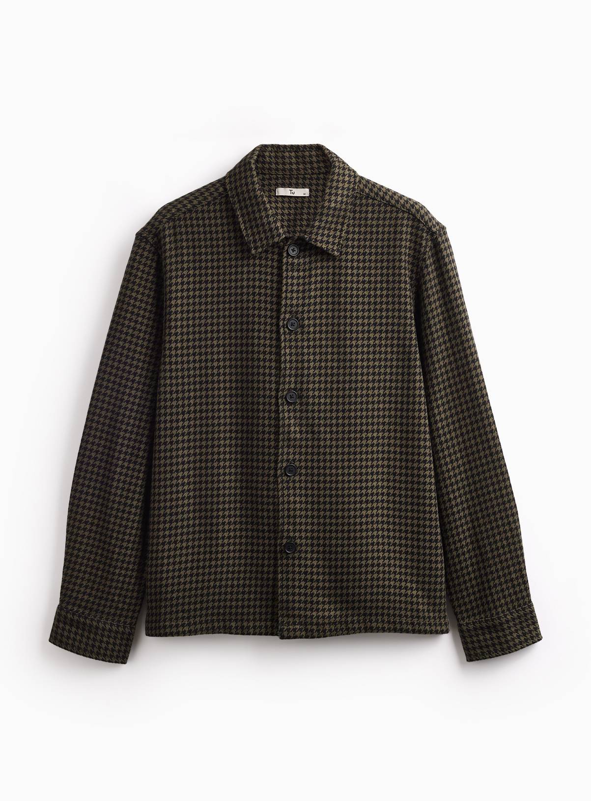 Khaki Dogtooth Cotton Smart Shirt XXXL - Image 3