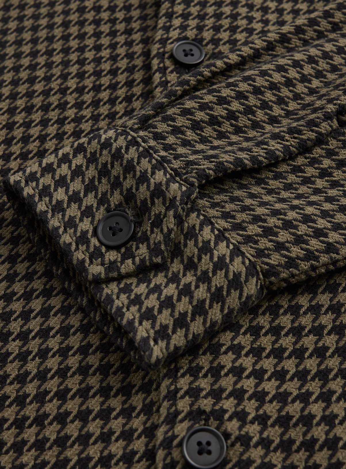 Khaki Dogtooth Cotton Smart Shirt XXXL - Image 4 thumbnail