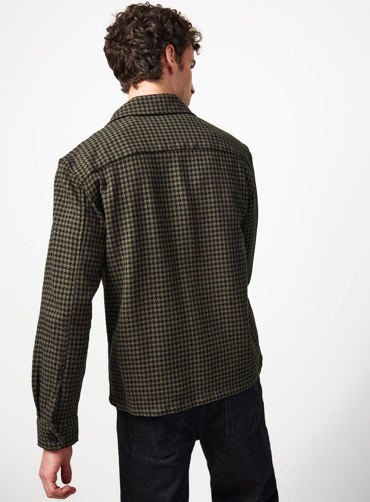 Khaki Dogtooth Cotton Smart Shirt XXXL - Image 5