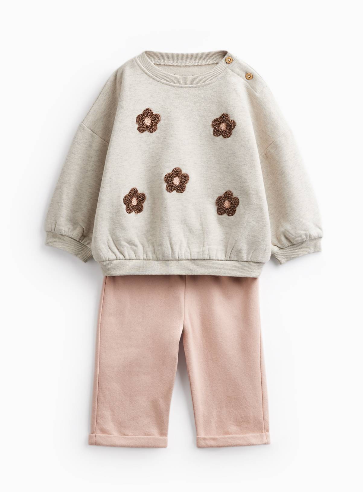 Oatmeal Flower Sweatshirt & Jogger Set 3-6 months - Image 1