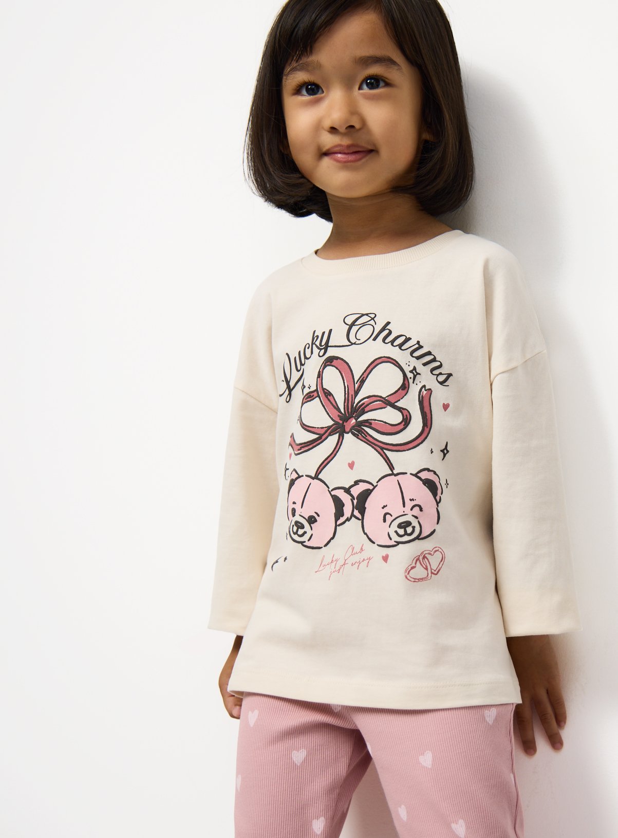 Cream Lucky Charms Bears Print Long Sleeve T-Shirt & Leggings Set 4-5 years - Image 2 thumbnail