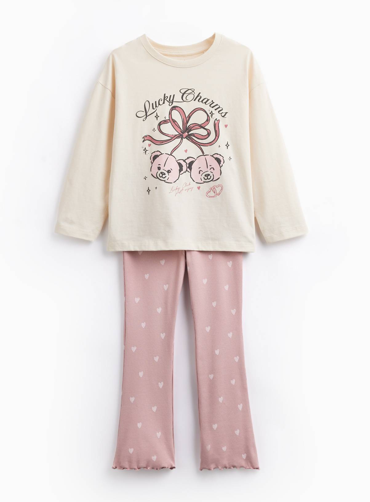 Cream Lucky Charms Bears Print Long Sleeve T-Shirt & Leggings Set 4-5 years - Image 3