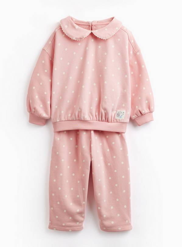 Pink Collared Sweatshirt & Barrel Joggers Set 1-2 years