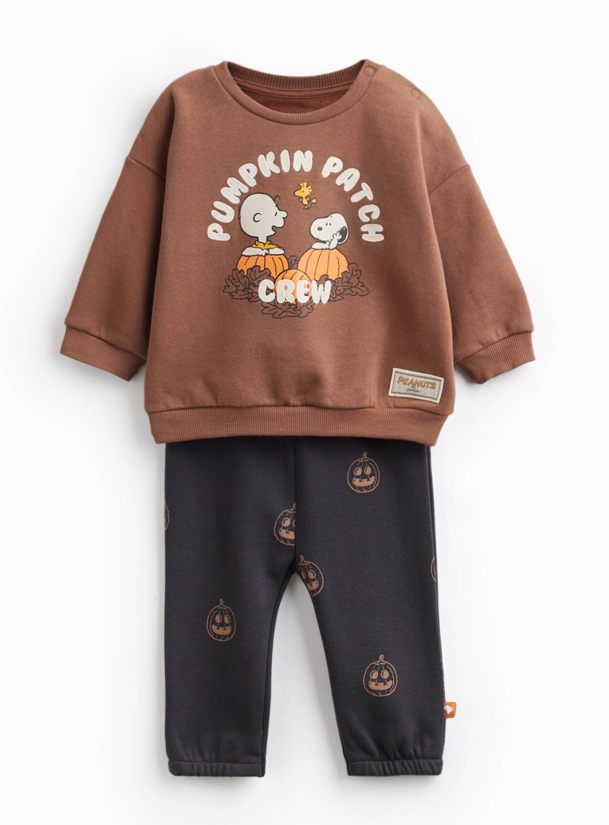 Brown Halloween Snoopy Print Sweatshirt & Joggers Set 12-18 months - Image 1