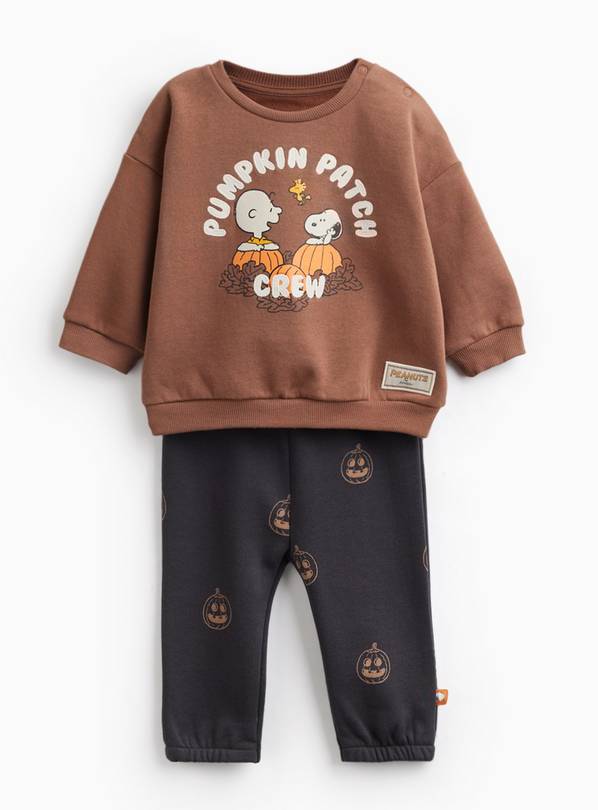 Brown Halloween Snoopy Print Sweatshirt & Joggers Set 9-12 months
