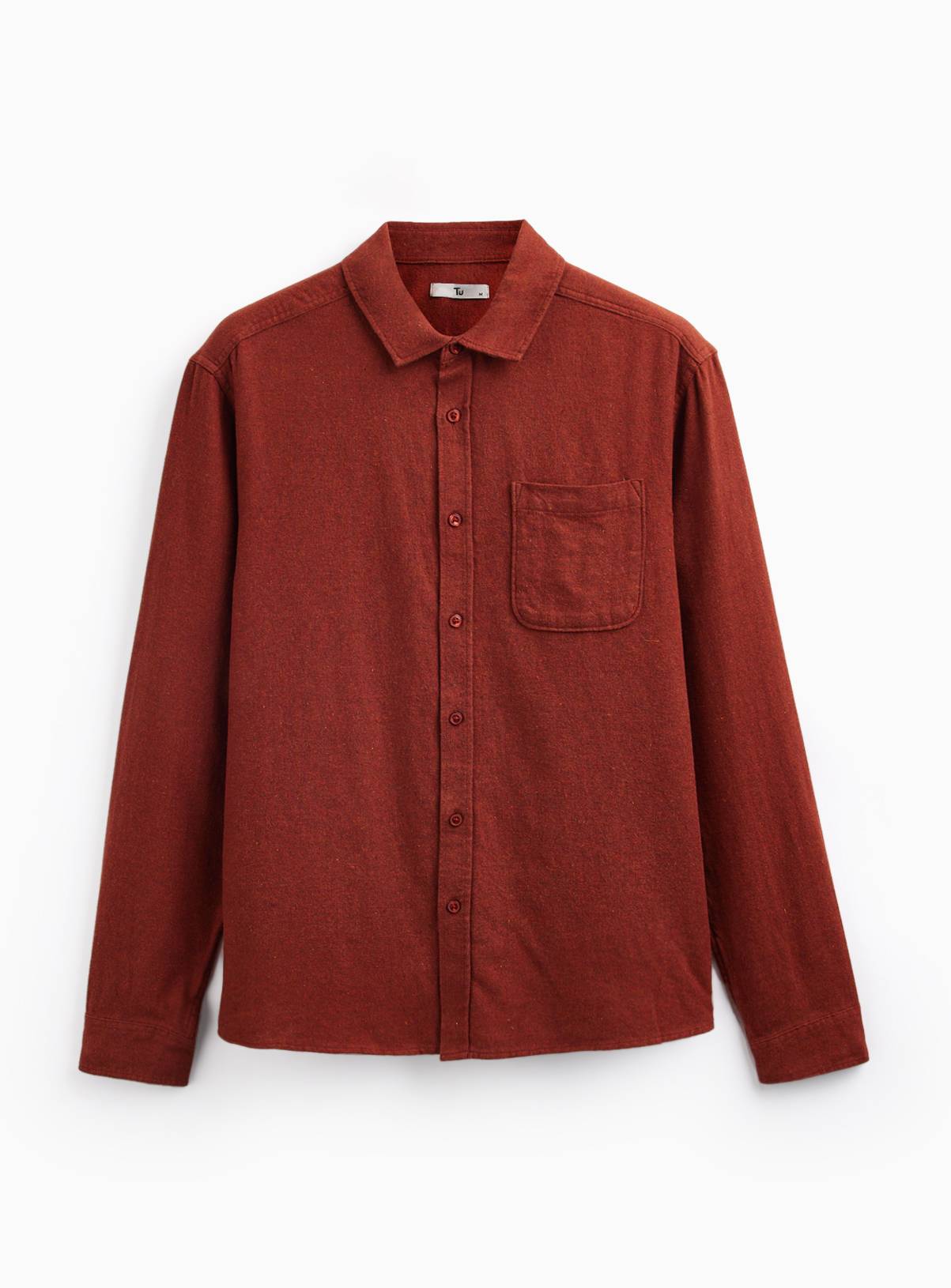 Orange Brushed Flannel Shirt M - Image 1