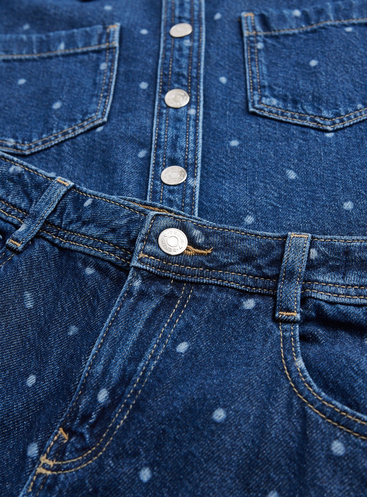 Denim Polka Dot Jacket & Wide Leg Jeans Set 1-2 years - Image 2 thumbnail