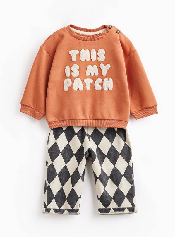 Orange This Is My Patch Graphic Sweatshirt & Trousers Set 6-9 months