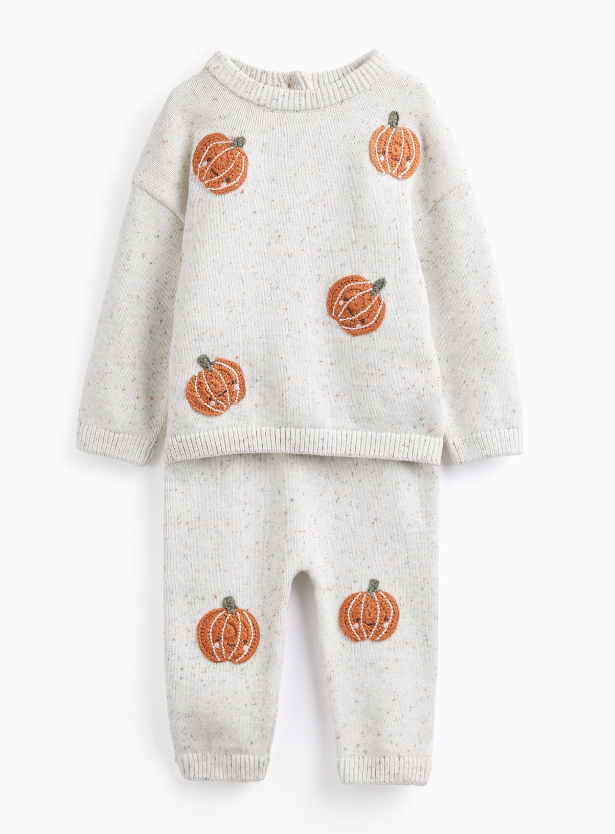 Grey Halloween Pumpkin Print Jumper & Leggings Set 3-6 months - Image 1 thumbnail
