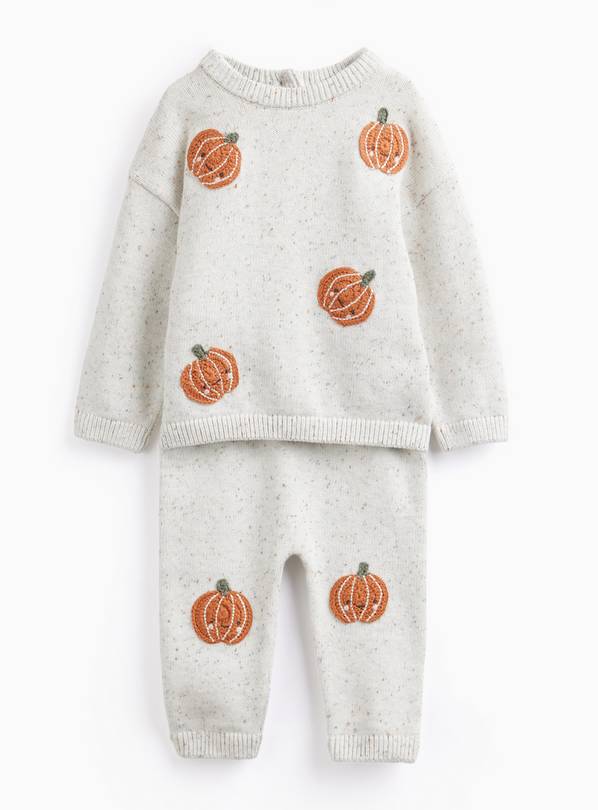Cream Halloween Pumpkin Print Jumper & Leggings Set Up to 3 mths