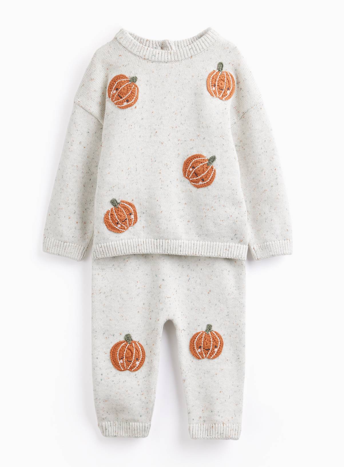 Grey Halloween Pumpkin Print Jumper & Leggings Set 3-6 months - Image 1