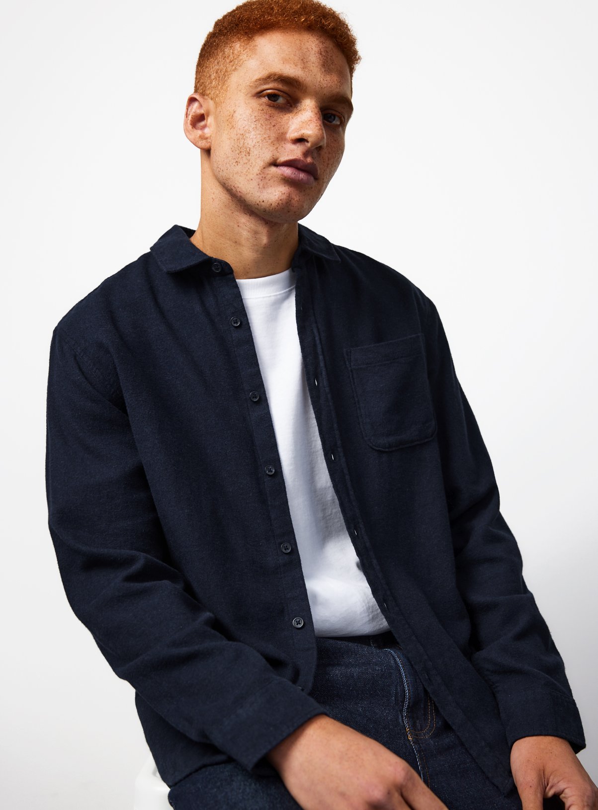Blue Brushed Flannel Long Sleeve Shirt XXL - Image 1 thumbnail