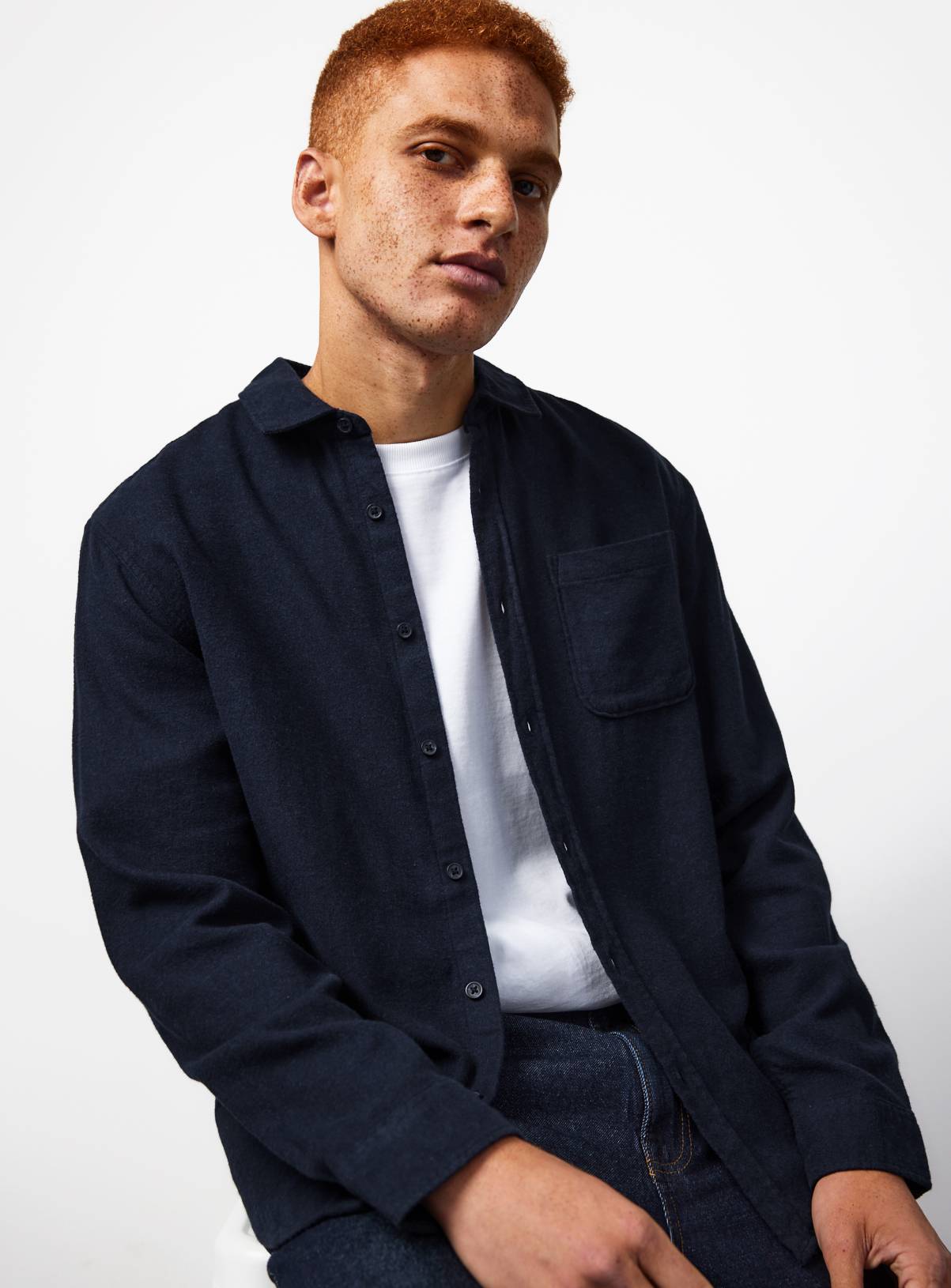 Blue Brushed Flannel Long Sleeve Shirt XXL - Image 1