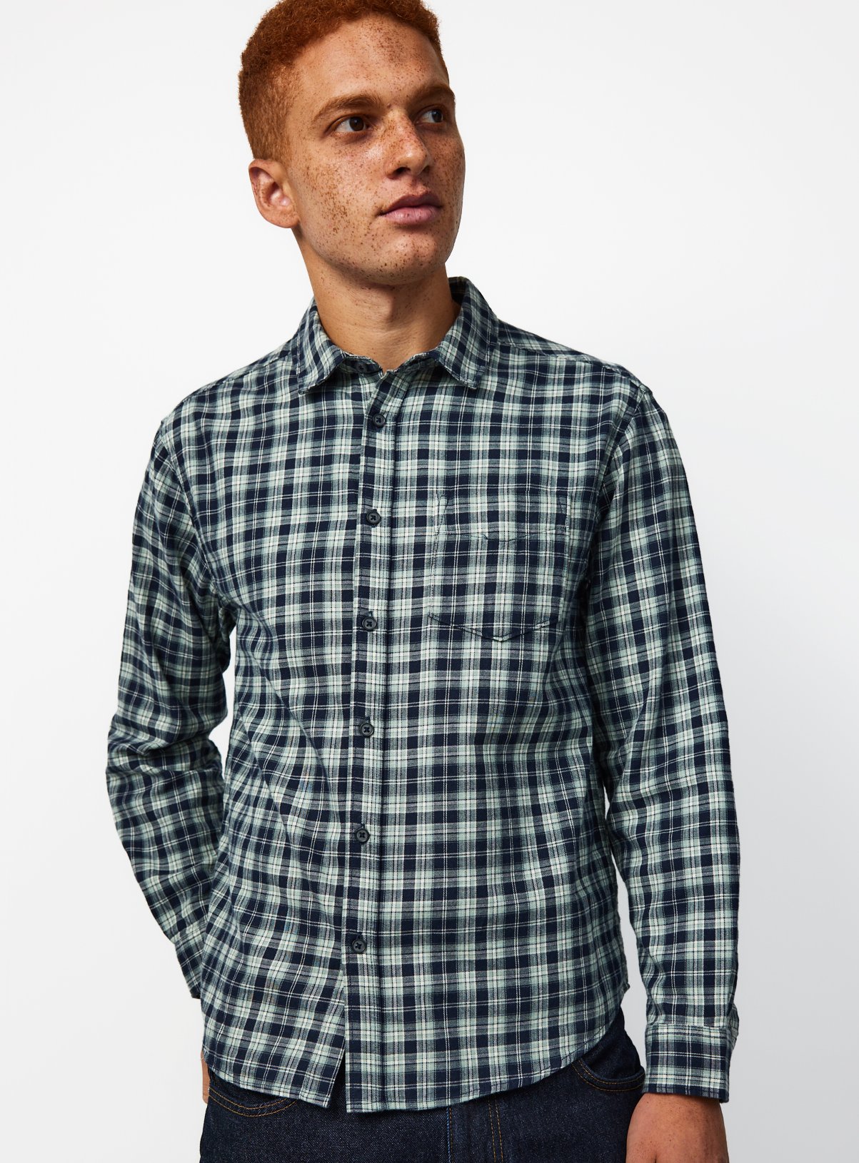 Green Check Brushed Cotton Shirt XXXXL - Image 1 thumbnail